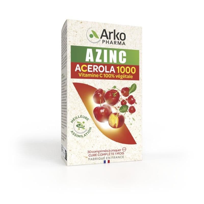 Arkopharma AZINC VEGETAL ACEROLA 1000 VITC CPR CROQ B/30