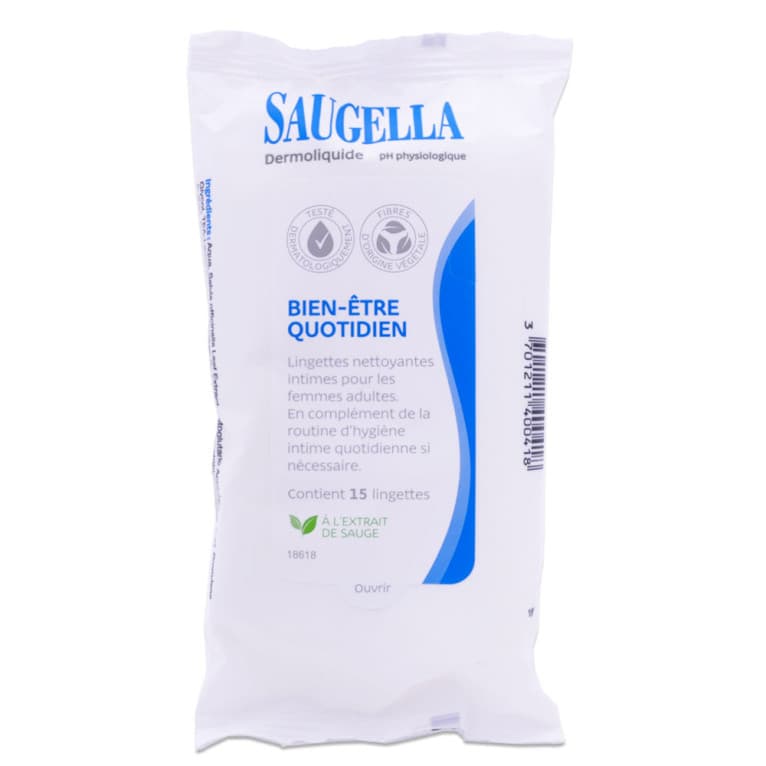 SAUGELLA DERMO LINGETTES X15 BIEN ETRE