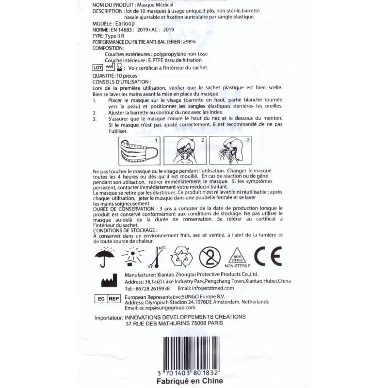 Idc Group MASQUE TYPE 2R DISPOSITIF MEDICAL X 50