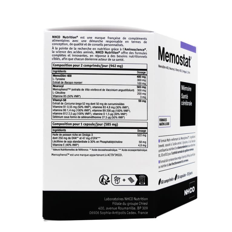 NHCO MEMOSTAT CPR + CAPS SANT CER MEM B/60+30