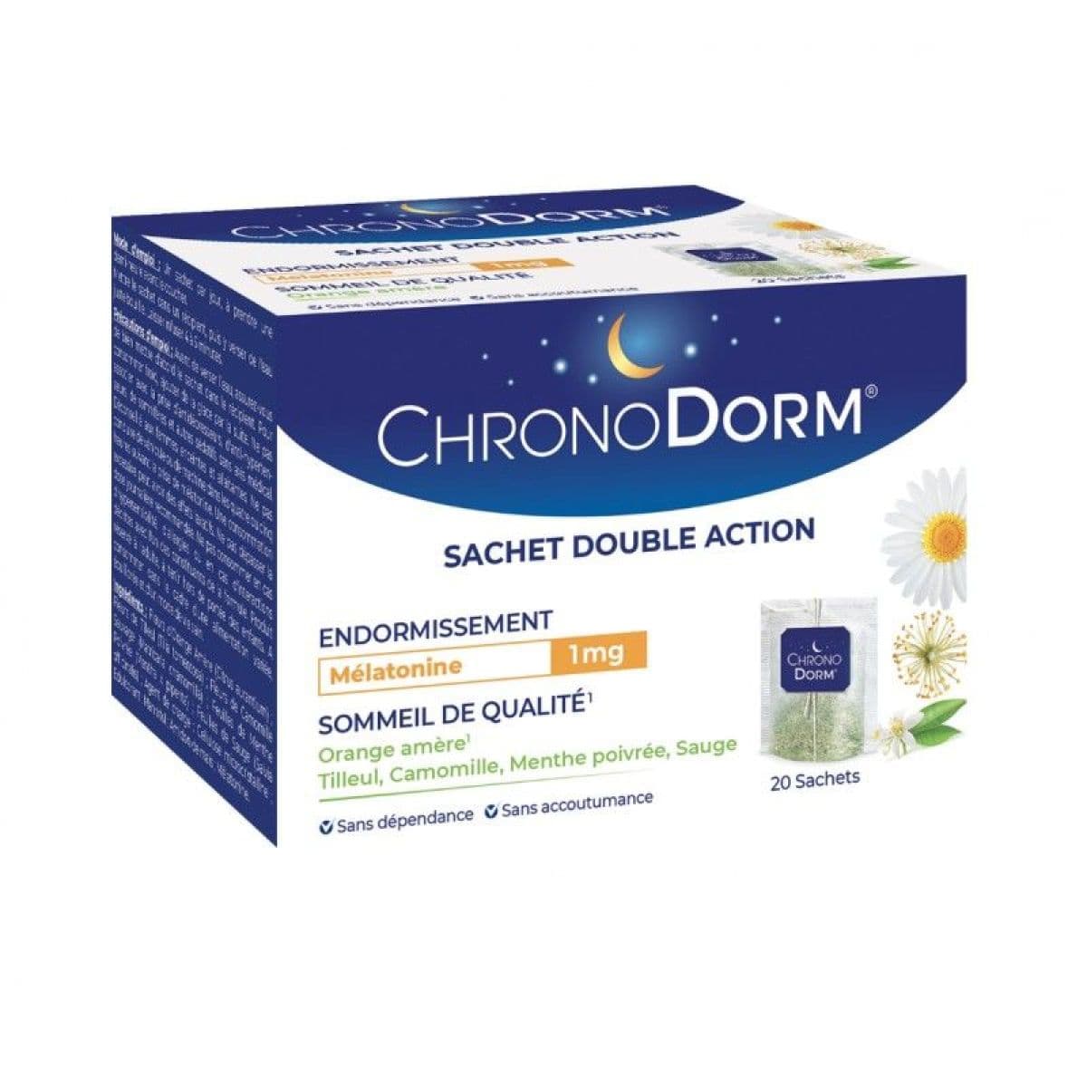 CHRONODORM DBLE ACT MELATONINE 1MG TIS 20SACH