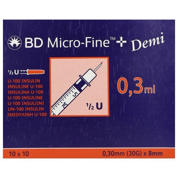 BD MICRO-FINE+ SER INS 100UI/ML 8 100/0,3ML