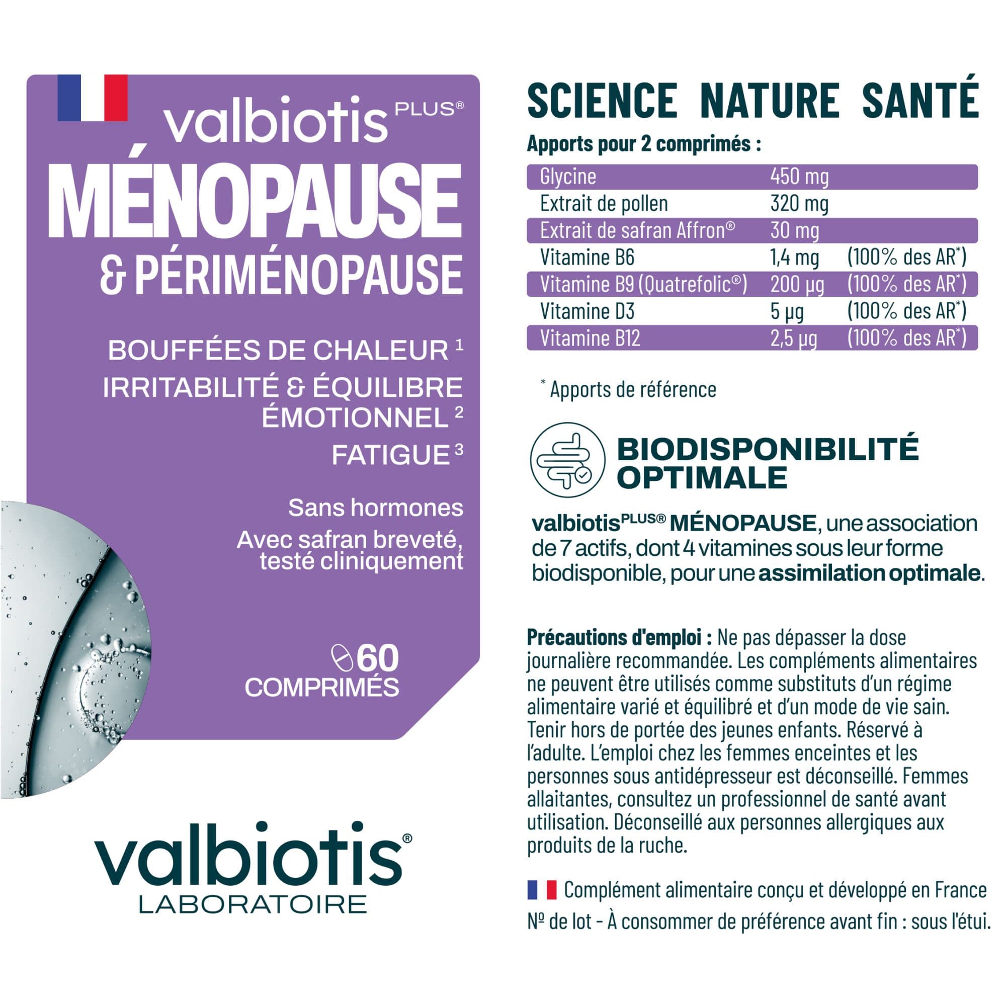VALBIOTIS PLUS MENOPAUSE PERIMENOP CPR B/60