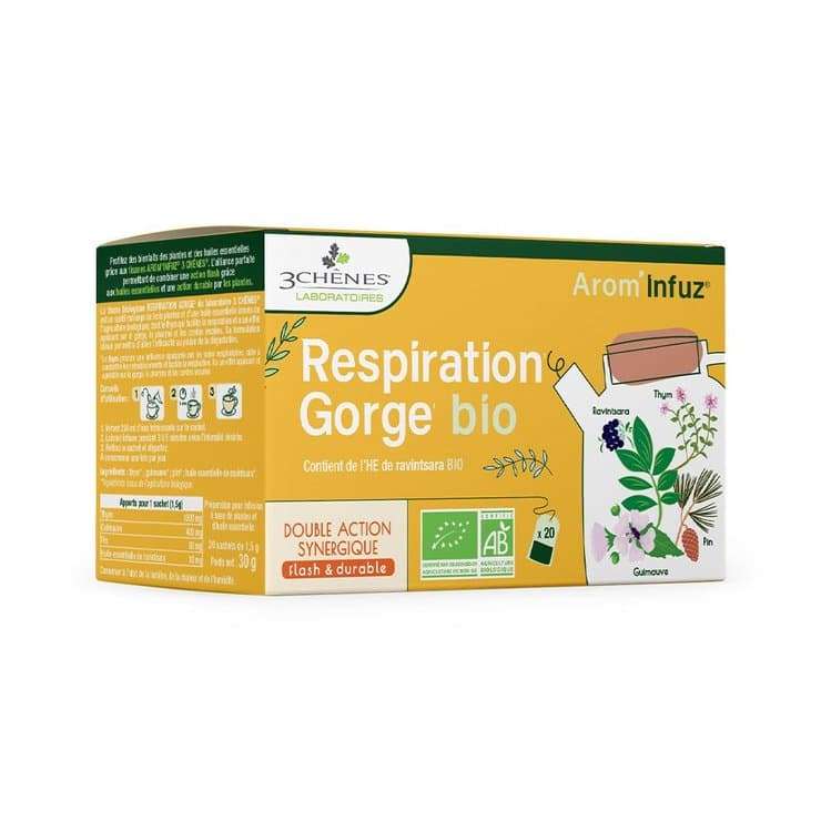 Les Trois Chênes AROM INFUZ BIO TIS RESPIR GORGE 20SACH