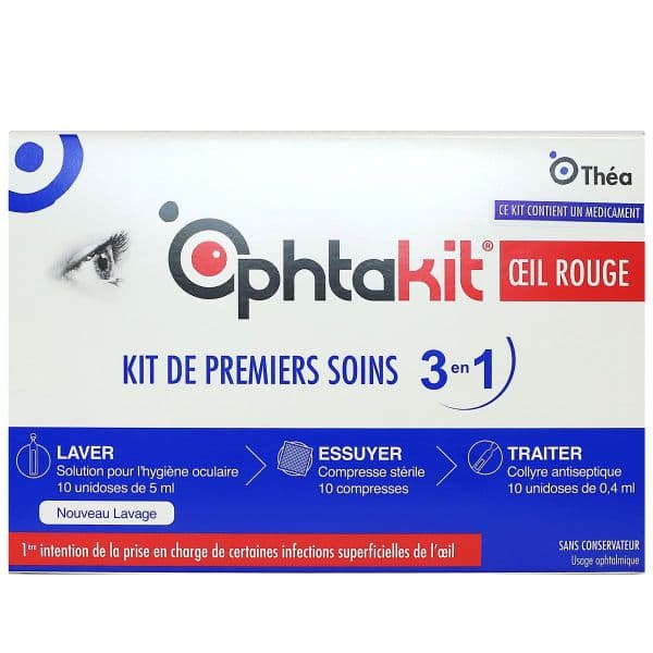 OPHTAKIT OEIL ROUGE KIT 1ERS SOINS 3EN1 THEAP
