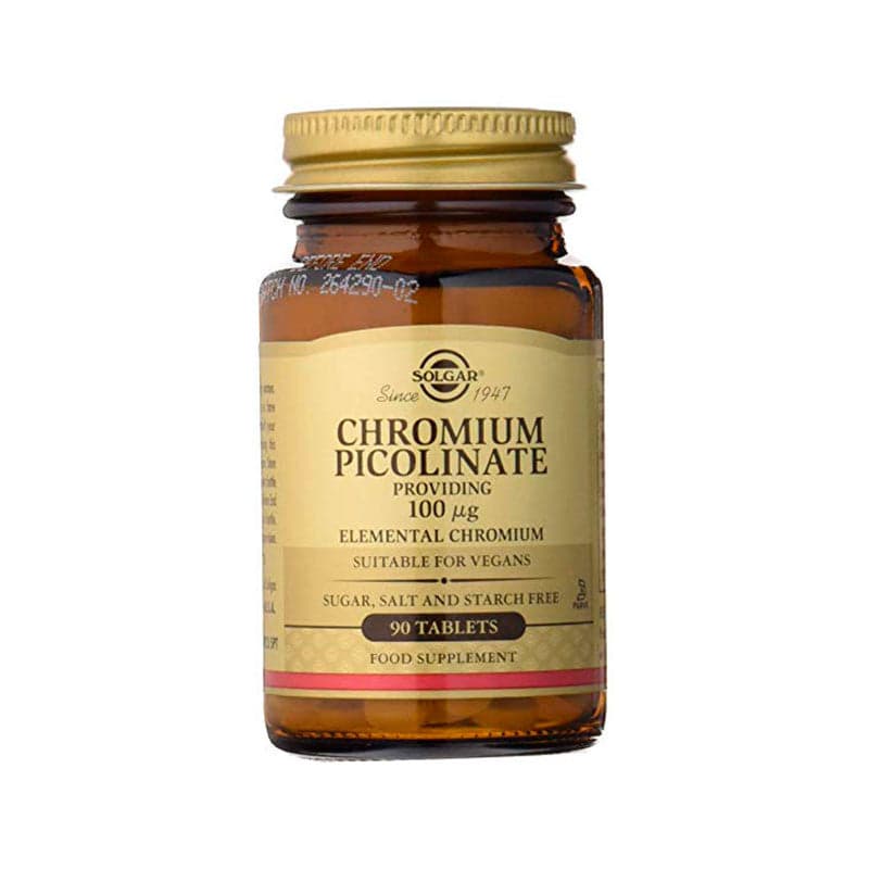 SOLGAR CHROMIUM PICOLINATE 100MICROGR TABL P/90