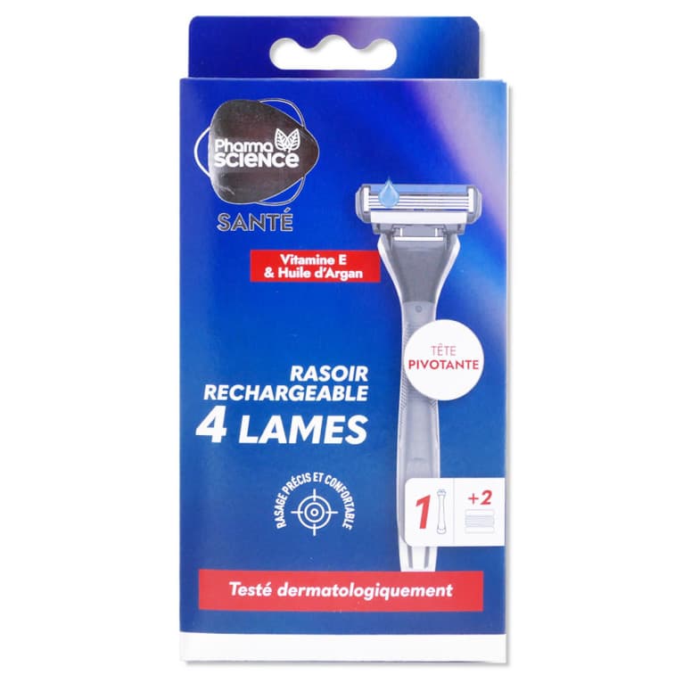 RASOIRS HOMME 4 LAMES + 2 RECH PHARMASCIENCE