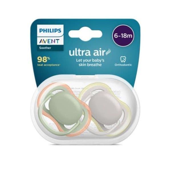 AVENT SUCETTES ULTRA-AIR DAY/NIGHT 6-18M X2