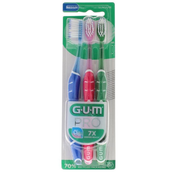 Sunstar GUM PRO SENSITIVE BR DENTS MEDIUM TRIPACK
