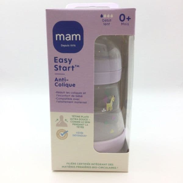 Mam Baby MAM EAS STA NATUR BIB TET DEB1 LILAS 160ML
