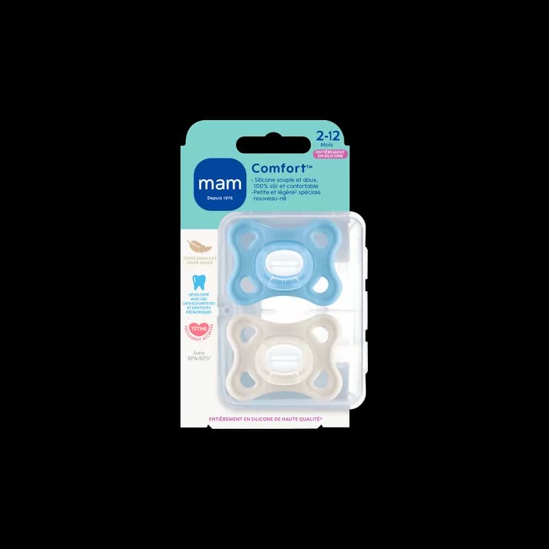 MAM SUCETTE COMFORT SILIC 2-12MOIS NEUTRE B/2