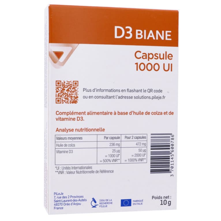 Pileje D3 BIANE 1000UI CAPS B/30