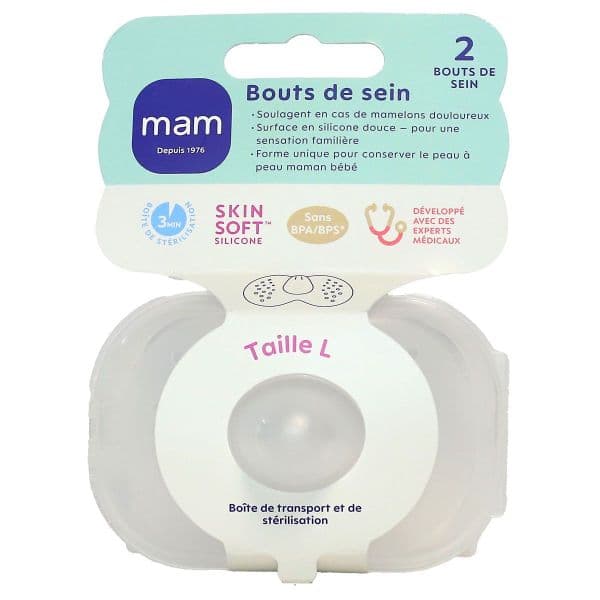 MAM BT SEIN SILIC+BTE STERIL L B/2