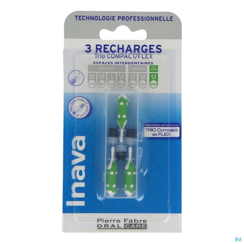 Pierre Fabre Oral Care INAVA TRIO COMPAC BROSSET RECHAR VERT BLIST/3