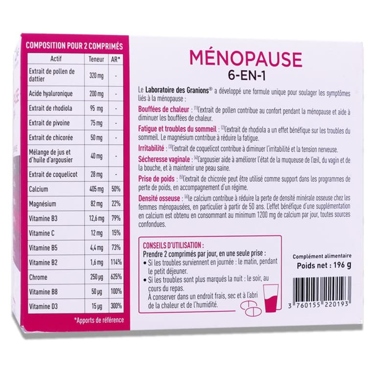 GRANIONS MENOPAUSE 6EN1 3 MOIS CPR 3B/60
